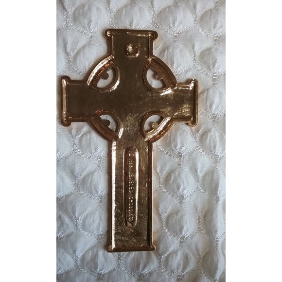 Vintage Jeweled Celtic Cross Pewter Goldtone Finish 7.75" - Picture 2 of 9